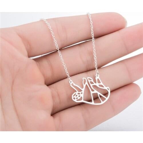 Origami Necklace Animal Bear Necklace Wildlife Jewelry Unique Necklace Geometric Polar Bear Necklaces Colliers Accessories