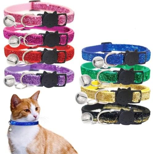 Pet Cat Collar With Bell Breakaway Fashion Adjustable Kitten Cat Sequin Collar Neck Strap Cat Accessories Pet Supplies