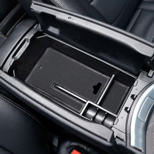BBQ@FUKA Armrest Storage Box Fit For Mercedes Benz C GLC Class W205 2014-2016 2017 Glove Tray Case