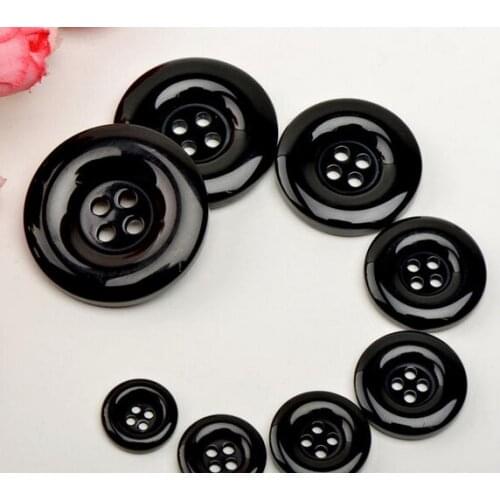 Free shipping 30pcs/lot Quality thickening resin button black overcoat button womens trench sweater buttons 15mm-37mm