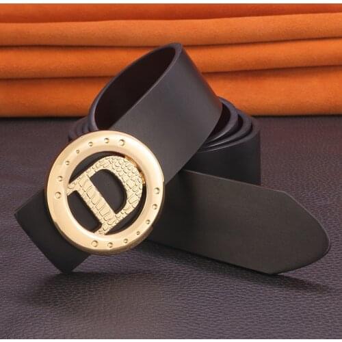 High Quality round D letter men belt brand leather belt Waist strap Cowskin fashion luxury designer Casual cowboy ceinture homme