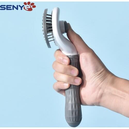 Pet Stainless steel needle automatic cleaning pet brush one button hair removal dog brush cat dog pet comb