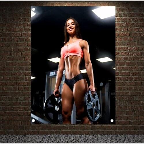 Bodybuilding Sports Inspirational Banners Motivational Workout Poster Flags Wall Art Gym Decor Canvas Hanging Pictures Mural