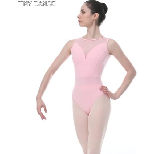 Sleeveless Low Back Cotton and Mesh leotard for Girls and Women Ballet Dancewear Exercising Clothes Ballerina Outfit 03D0223