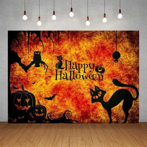 Happy Halloween Pumpkin Cat Spider Photographic Backgrounds Vinyl Backdrops Photo Studio for Baby Children Prom Party Photophone