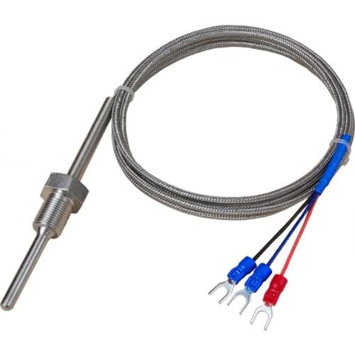 Stainless Steel Waterproof Fixed Thread Pt100 Platinum Thermal Resistance K / E Temperature Sensor Probe
