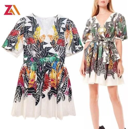 ZALady designer beach Bohemia mini summer dresses light for women zevity basic vacation short sleeve traf robe festival clothing