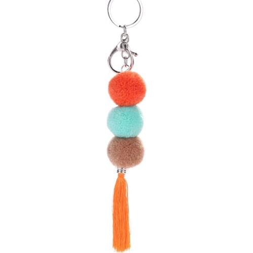 Ladies Bag Car Keychain Pendant Europe and America Handmade Bohemian Tassel Keyring Hairball Keychain