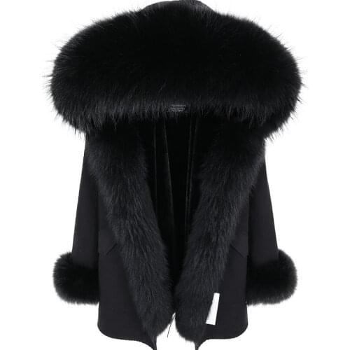 New Winter Women Jacket Long Thick Warm Faux Fur Lining Real Raccoon Dog Fur Collar Removable Parka Overcoat Fashion Casual Coat