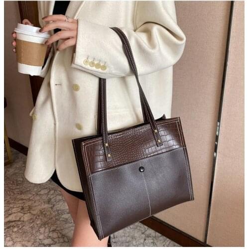 Womens Handbags Crocodile Print Large Capacity Contrast Color Leather Tote Shoulder Bag Wholesale 2022 New Fashion Lady Bags