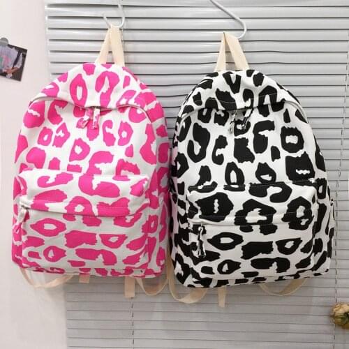 Women Backpack Fashion Leopard Printing Large Capacity Backpack Students Preppy Style Multifunctional Shoulder Messenger Bags