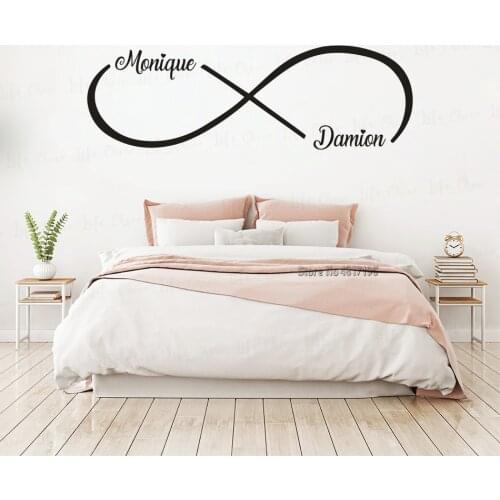 Infinity Love Sign Wall Decals Art Home Bedroom Decoration Romantic Love Sign Vinyl Sticker Custom Lovers Couple Names Murals