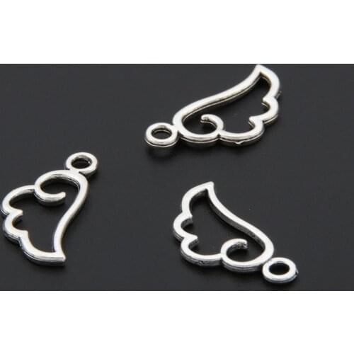 100pcs Silver Color Cute Mini Wings Charms Angel Wings Pendant Bracelet Necklaces Jewelry Supplies A3345