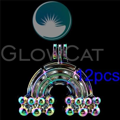 12x R-C781 Colors Cloud Rainbow Pearl Cage Jewelry Making Essential Oil Diffuser Beads Cage Locket Pendant