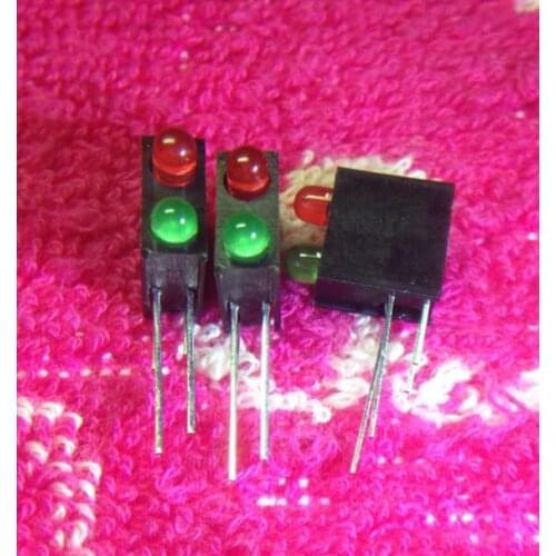 200PCS LED lamp holder with lights, 3MM red and green highlighting, (Block 2 black square holes lamppost) 90 degree bend legs