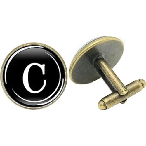 2020 Fashion Charm 26 Letter A-Z Cufflinks Glass Cabochon Mens Cufflinks Mens Jewelry Gift Bracelet