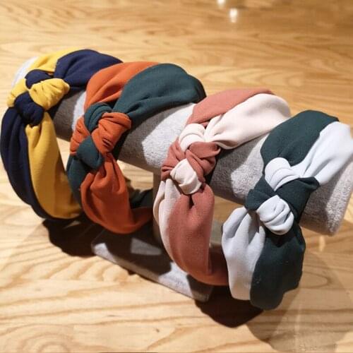 25 color Womens Headband Solid Twist Hairband Bow Knot Cross Tie Cloth Headwrap Fashion girl hair accessories Contrast headdress