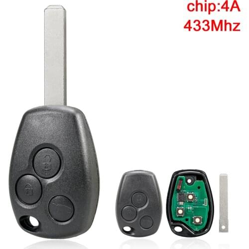 3 Buttons 433MHz Keyless Smart Remote Car Key Fob 4A Chip for Renault Trafic Twingo Symbol Dacia Duster Logan Sandero 2012-2016