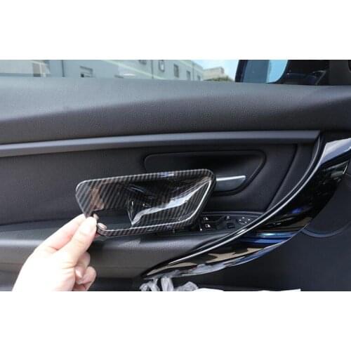 4pcs Carbon Fiber ABS Plasti Interior Door Handle Bowl Cover Trim For BMW 3 4 Series f30 f32 f35 316i 318i 320li 2013-2018