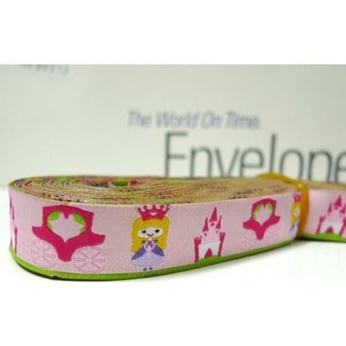 5/8 16mm Wide Princess and Castle Light Green tone Woven Jacquard Ribbon Free shipping via DHL EXPRESS For Combine Order $150