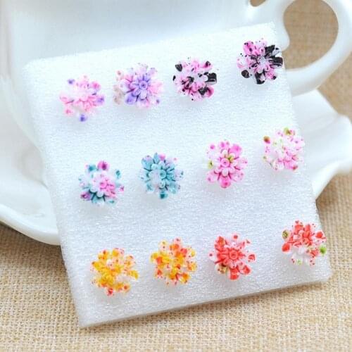6Pairs/Set Earrings Mini Portable Cute Various Colors Sweet Resin Marguerite Ear Ring Jewelry for Date