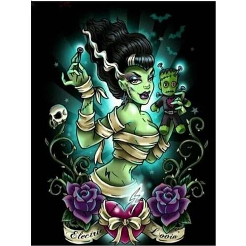 5D DIY Diamond Painting cartoon girl skull rose Full Square Resin Embroidery Diamond Mosaic cross stitch halloween gift I50