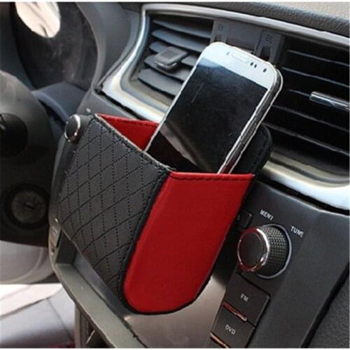 Car Air Vent Storage Case Auto Mobile Phone Holder Bag Pouch Microfiber Leather Air Outlet Hanging Storage Organizer