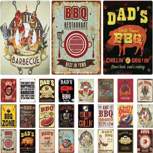 Bbq Signs Vintage Barbecue Metal Plaque Tin Sign Bbq Poster Decorative Metal Painting Room Wall Stickers Bar Pub Home Decor