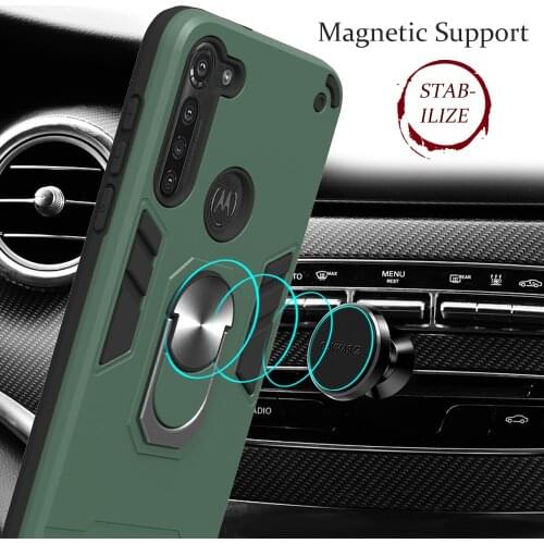 Armor Shockproof Case For Motorola G8 Power G8 Play One Macro Hyper Action P40 Power Magnetic Ring Stand Hard PC Back Cover