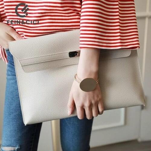 Day clutch party purse bag business women office ladies large big envelope handbag for ipad new Briefcases beige grey red color