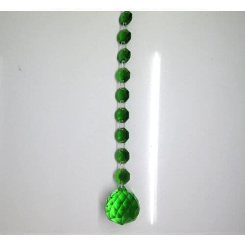 3FT Garland Green Lamp Prisms Crystal Octagon Beads Window Treatment Curtains with Ball 30mm M02094-11