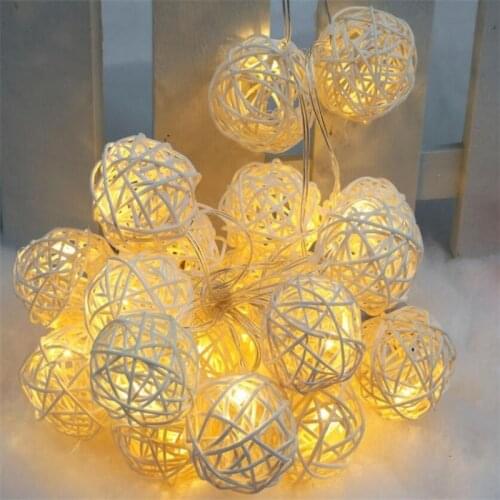 3M 20LED Battery String Lights White Handmade Rattan Balls String Lights Fairy Party Wedding Garden Christmas Decor