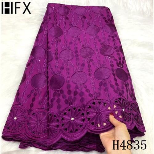 HFX Grape purple Lace Fabric Swiss Voile African Lace Fabric High Quality Swiss Voile In Switzerland Brode For Dress X4835