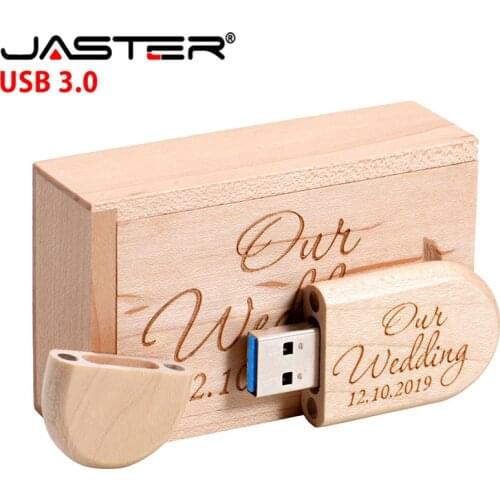 JASTER usb flash drives USB 3.0 (free custom logo) maple walnut wooden usb + box Memory stick pendrive 8GB 16GB 32GB gift