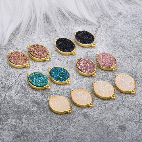 Trendy New 20pcs 14*22MM Bright Gold Tone Plated Glitter Oval Round Alloy Jewelry Necklace Pendants DIY Jewelry Findings Charms