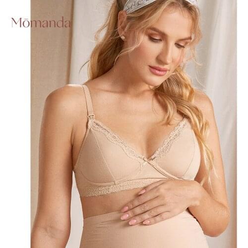 MOMANDA Womens Lace Wire Free Cotton Non Padded Maternity Nursing Bra
