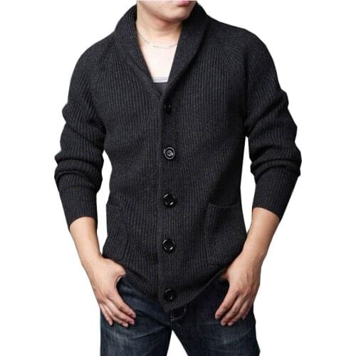 Autumn and winter New Mens Thick Sweater Knit Collar Mens Lapel size M L XL XXL XXXL Coarse Wool Line Cardigan Sweater