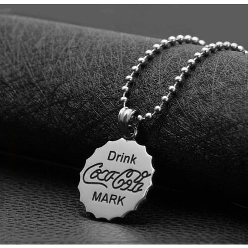 Fashion new bottle cap titanium steel pendant necklace retro couple jewelry hot sale