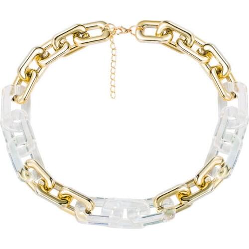 Gold Color Square Resin Link Chain Chunky HipHop Necklace for Women Famous Brand Jewelry CCB Necklace Jewelry Wholesale