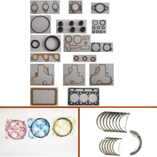 Engine complete overhaul full gasket set kit main crankshaft connecting bearing piston ring for Kubota engine : 3D87 D1703