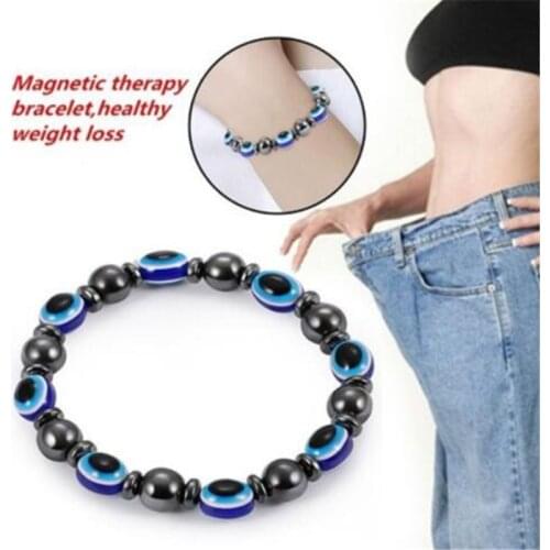 Nature Magnetic Therapy Black Stone Blue Cat Eye Beaded Hematite beads Bracelet biomagnetismo Health Care Weight Loss Bracelet