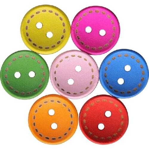Wholesale/Retailed 100Pcs/Lot 15Mm Round Painting Wooden Painting Buttons For Children Clothing Diy Gift Decoration Card