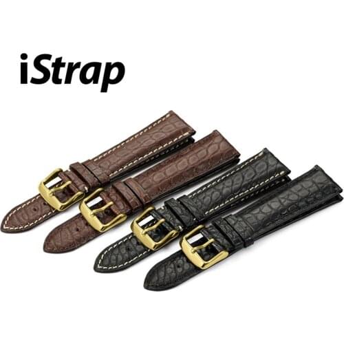 IStrap Crocodile Watchband 18mm 19mm 20mm 21mm 22mm Leather Watch Band Alligator Watch Strap With Pin Buckle