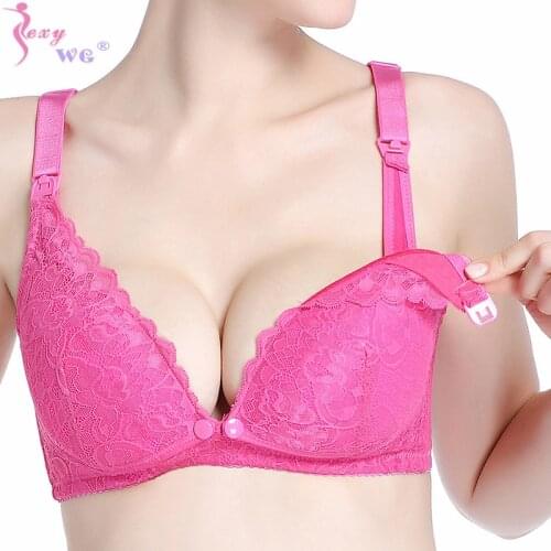 SEXYWG Maternity Breastfeeding Bra Nursing Bras Pregnancy Pregnant Sexy Lingerie Underwear Lace Sleep Bras Front Clasp Bra