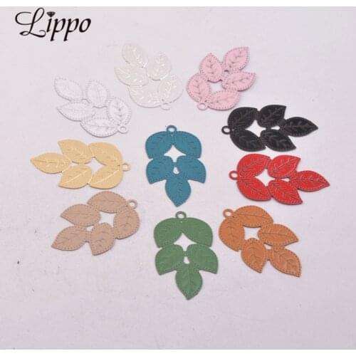 50pcs AC11137 19*30mm Leaf Charms Earring Pendant Leaves Findings For Woman Bijoux