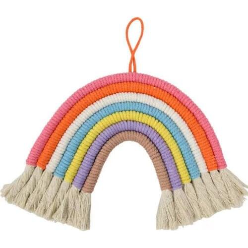 Nordic Kids Nursery /INS Style Room Decoration Handmade Woven Cotton Rope Rainbow Hanging Decoration Wall Hanging