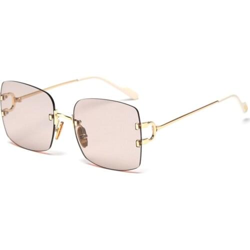 Veshion Uv400 Polarized Sunglasses Women Square No Frame Green Blue Colors Vintage Woman Glasses Rimless Men Uv400 Tinted