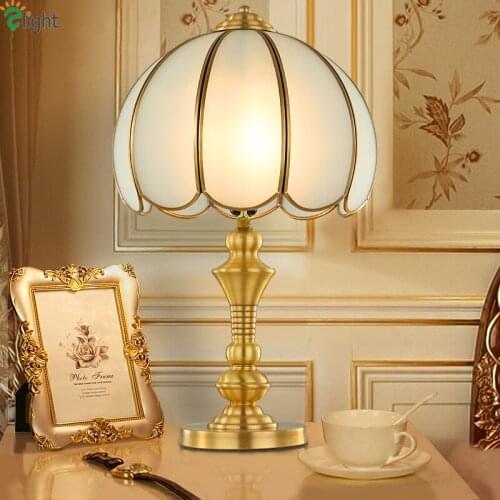 Modern Lustre Copper Led Table Lamp Glass Shades Bedroom Led Table Lights Living Room Led Table Light Desk Lights Fixtures