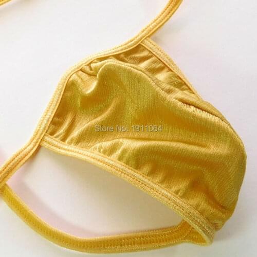 Mens String Pouch Thong g799E Japanese Style Shiny striped Tricot Swimsuit fabric