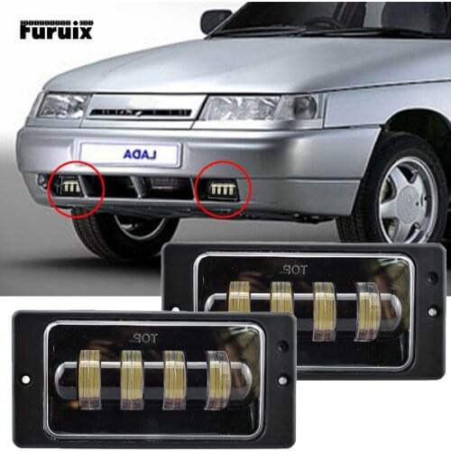 Waterproof White Amber 4LED Fog Lights for Lada 2110-2117 Cars Front Fog Lamp Bumper Lamp